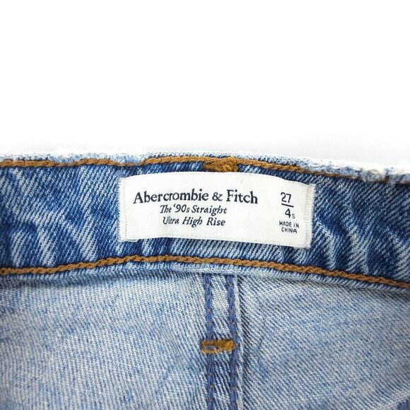 ABERCROMBIE 90s Straight Ultra High Rise Jeans Ankle Slit Clean Girl Minimal Y2k - Picture 2 of 8